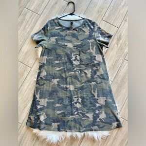 Distressed Camo Print T-Shirt Dress Women’s Size Medium by Alya